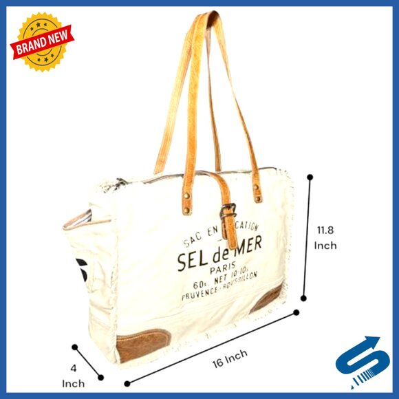 Canvas Leather Tote Bag Shoulder Hobo Travel Handbag Satchel Purse